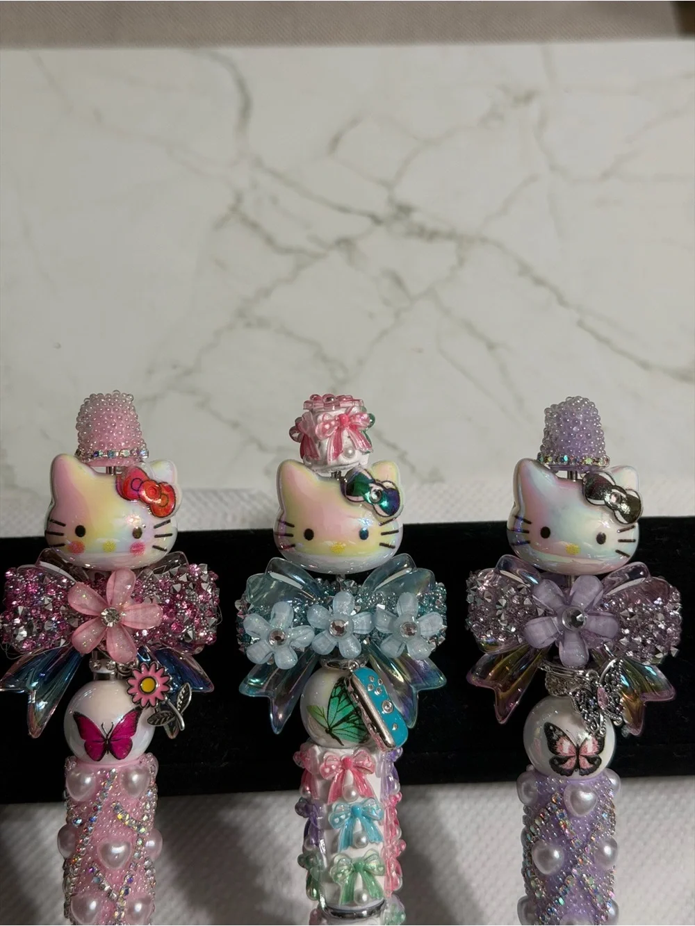 Decorative Bow Hello Kitty Gel Pen Set - Pink, Blue, Lavender